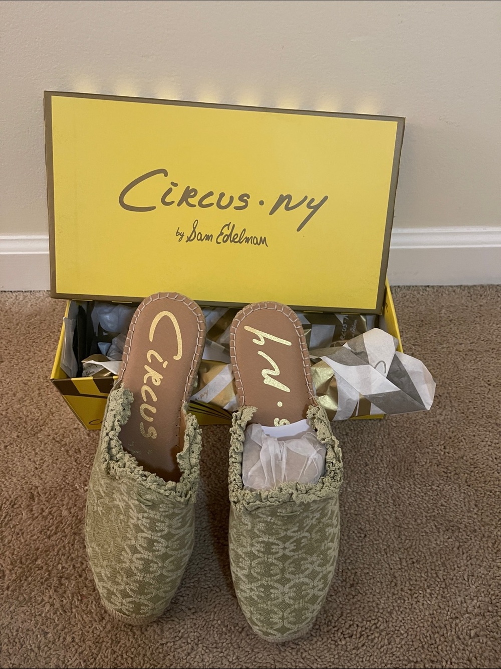 Circus by Sam Edelman Olive Textured Slip-On Mules
